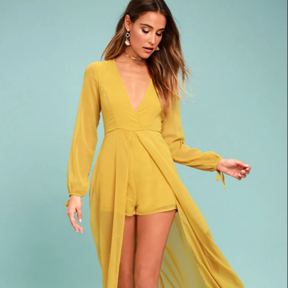 Gone with the Whirlwind Mustard Yellow Romper